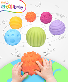 Intellibaby Premium Bath & Squeezy Sensory Textured Balls | Pack of 6 Colourful Squeaky Baby Bath Toys| Non-Toxic, Safe, Sensory Play | Water Toys | Paediatrician Approved | BIS Certified
