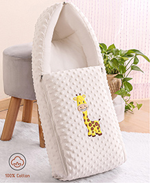 Babyhug Bubble Giraffe Embroidered 3 in 1 Baby Carry Nest Cum Sleeping Bag - Off White