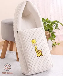 Babyhug Bubble Giraffe Embroidered 3 in 1 Baby Carry Nest Cum Sleeping Bag - Off White