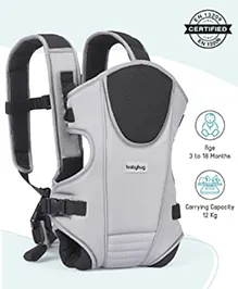 Babyhug First Blossom 3-in-1 Baby Carrier : Ergonomic Design with Breathable Mesh, Padded Straps, Cushioned Leg Openings & Multiple Carrying Positions for Babies up to 12 kg - Grey