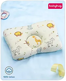 Babyhug Premium Rectangular Memory Foam Head Shaping Baby Pillow Animal Theme- Green| Prevents Flat-Head Syndrome| Firm and Supportive| Supports Neck and Shoulders| Soft Breathable Fabric| Washable| Travel Friendly| Suitable for New Born