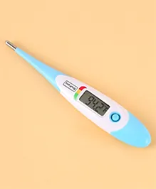 Babyhug Flexi Digital Thermometer - Light Blue| Clinically Tested| Rapid Beep Alarm Warns High Temperature| Large LED Display| Last Reading Recall| Flexible Tip| Hygiene Storage Case