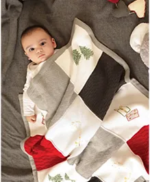 Mi Arcus Christmas Knitted Dual Layer Sherpa Heavy Winter Warm Blanket 0-12 M- White