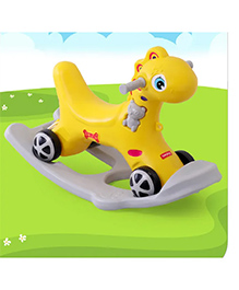 Babyhug Premium Bronco 3 in 1 Rocking Dino cum Ride on- Yellow| Baby Rocking Horse Ride on Toy for Kids| Push Ride on Toy for Kids 9 Months+| Develop Fine Motor Skills| BIS Certified