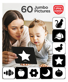 Play Nation High Contrast Flash Cards - 30 Pieces | Bold Black-And-White Pattern For Visual Stimulation | Boosts Early Cognitive & Visual Development | Durable & Safe for Babies | BIS Certified
