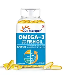 DR. MOREPEN Omega 3 Deep Sea Fish oil for Heart, Brain & Joints, 1000 mg Omega with 300 mg DHA with Vitamin A, D3, E & K27 | 60 Softgel