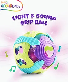 Intellibaby Premium Musical Sensory Grasping Rattle Ball | Interactive Moving Light & Sound Toys | Touch Activated | Develops Auditory Sense | Expert Educator Recommended