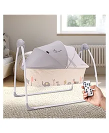 R for Rabbit Lullabies Baby Cradle Automatic Swing with 5 Point Safety Harness, Remote Control, Mosquito Net, Timer, Soothing Music for Kids Age 0-2 Years Weight Upto 12 Kg (Cream)