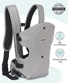 Babyhug  Elegant 3-in-1 Baby Carrier: Lightweight, Breathable fabric, Ergonomic design, Padded straps, Waist belt, 3 carry positions (inward, outward, back), Adjustable seat, Washable cover, Supports up to 15 kg- Grey