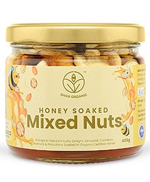 Shiva Organic Mixed Nuts in Honey (Almonds, Walnuts, Cashew, Pista) - Crunchy, Rich in Protein, Magnesium, Phosphorus, and Dietary Fibre | Energy Booster - 400 g