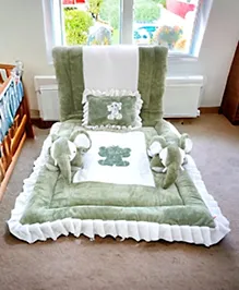 SAFE N CUTE Baby Sleeping 5 Items Bedding Set with Two elephants -Green