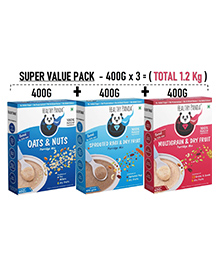 HEALTHY PANDA -Super saver Assorted Baby food Combo- Organic Sprouted Ragi & Dryfruit baby cereal (400G) + Oats & Nuts Baby Food (400g) + Multigrain dryfruit baby sathu maavu (400G)- (1200 g, Pack of 3, 6+ Months)