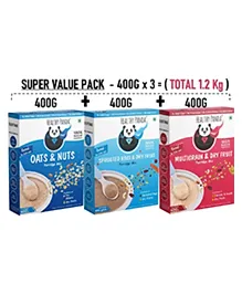 HEALTHY PANDA -Super saver Assorted Baby food Combo- Organic Sprouted Ragi & Dryfruit baby cereal (400G) + Oats & Nuts Baby Food (400g) + Multigrain dryfruit baby sathu maavu (400G)- (1200 g, Pack of 3, 6+ Months)