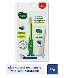 Mother Sparsh Kids Natural Toothpaste with Free Toothbrush- Blueberry - 50g