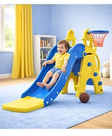 Babyhug&nbsp; Kids Slide with Basketball Hoop & Easy Climb Ladder|Safe and Durable Material|Smooth Edges, Indoor-Outdoor Use|Balance & Coordination|Bright Colors,Easy to Assemble Setup|2-6 Years|BIS
