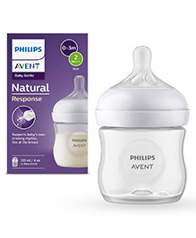 Philips Avent Natural Response 125ml Baby Feeding Bottle | Ideal for 0months+ | Uniquely Designed Nipple releases milk only when baby drinks | Pack of 1