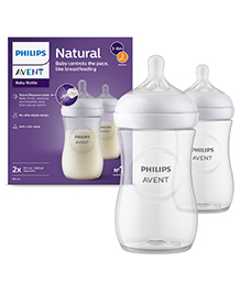 Philips Avent Natural Response 260ml Baby Feeding Bottle | Ideal for 1months+ | Uniquely Designed Nipple releases milk only when baby drinks | Pack of 2