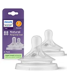 Philips Avent Natural Response Baby Bottle Flow 3 Teat | Ideal for 1months+ | Pack of 2