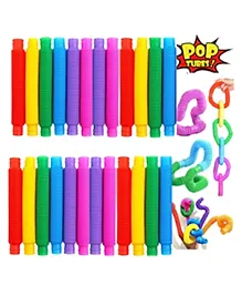 ADKD Pop Tubes Stress Relief Fidget Tubes for Kids and Adult Sensory Fidget Learning Toy Set of 24 Tubes-(Color May Vary)