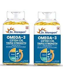 DR. MOREPEN Omega 3 Deep Sea Fish Oil Triple Strength for Healthy Heart, Brain & Joints, 1250mg with 900mg DHA & EPA - 60 Softgels Pack of 2