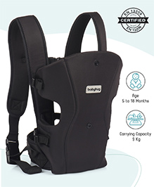 Babyhug  Elegant 3-in-1 Baby Carrier: Lightweight, Breathable fabric, Ergonomic design, Padded straps, Waist belt, 3 carry positions (inward, outward, back), Adjustable seat, Washable cover, Supports up to 15 kg- Black