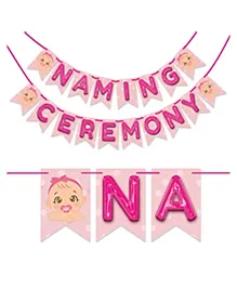Wobbox Naming Ceremony Banner, Namkaran Banner, naming ceremony decoration items Pink Pack of 1