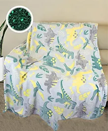 Happy Hues Glow in The Dark Blanket- Dinosaur Gifts for Toddler Kids Teen Girls - Lightweight Luminous Throw Blankets