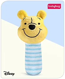 Babyhug Disney Winnie the Pooh Soft Squeaker Baby Rattle Toy - Blue & Yellow | Fun squeaky sound to engage baby | Helps develop grasping skills & auditory senses | BIS Certified.