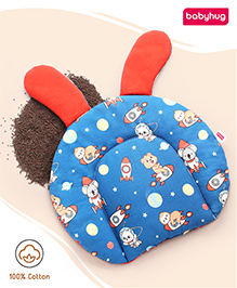 Babyhug Bunny Shaped Head Shaping Rai ( Mustard Seed ) Pillow Astronaut Print- Blue