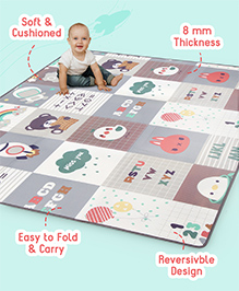 Babyhug Premium Reversible Waterproof Floor mat- 6 ft x 5 ft|Thickness 8 mm|Education Theme|Colorful|Learn and Play Mat|Soft Foam Mat|Baby Massage| Easy to Carry and fold|0-12 Years|BIS Certified