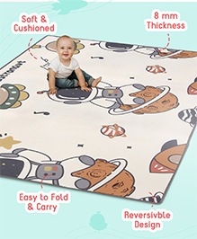 Babyhug Premium Reversible Waterproof Floor mat- 6 ft x 4 ft| Thickness 8mm|Space Theme|Colorful|Learn and Play Mat|Soft Foam Mat|Baby Massage|Easy to Carry and fold|0-12 Years|BIS Certified