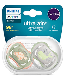 Philips Avent Soother Ultra Air Orthodontic Baby Pacifier | 6-18months | Pack of 2 - Off white