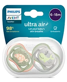 Philips Avent Soother Ultra Air Orthodontic Baby Pacifier | 6-18months | Pack of 2 - Off white