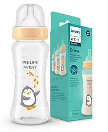 Philips Avent Grow Anti-Colic 330ml Baby Feeding Bottle (Penguin with Fishes) | Ideal for 6months+ | Pack of 1