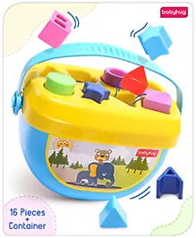 Babyhug Premium My First Shape Sorter Toy - Blue|16 Blocks| Brain Development & Educational Learning Shape Sorter Toy| Sorting & Stacking Toys for 18+ Months| Activity Toys for Toddlers| BIS Certified