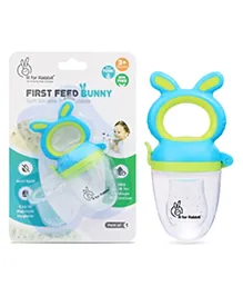 R for Rabbit First Feed Bunny Nibbler Soft Silicon Chewing Fruit Feeder for Babies | Baby Fruit & Food Veggie Teether |Hygenic & BPA Free | Pacifier for infant 3+ Months (Green-Blue)