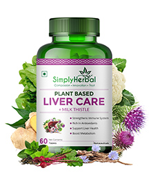 Simply Herbal Plant Based Liver Care Tablet, Milk Thistle Extract Supplement | Liver Health & Gall Bladder Health Supplement | Dandelion, Drumstick, Green Turmeric (60 Tablets)
