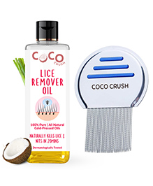 Coco Crush Lice Remover Comb & Hair Oil Set, 100% Natural, Kills Lice & Nits in 20min - 50ml Lice Oil & Comb