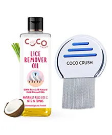 Coco Crush Lice Remover Comb & Hair Oil Set, 100% Natural, Kills Lice & Nits in 20min - 100ml Lice Oil & Comb