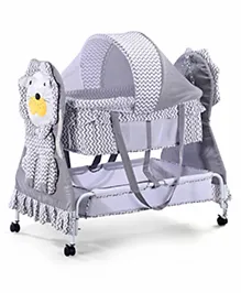 Baby Cradle with Mosquito Net & Storage Lion Shaped - Grey| Wheels with Lock| Storage Basket| Mesh Sides| Smooth Swing| Swing Lock| Removable Canopy