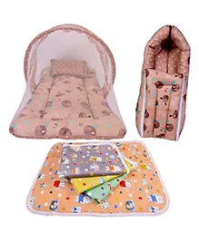 Babytoons New Born Baby Bedding Set Combo Permium Sleeping Essential Items for Unisex Babies (Brown, 0-12 Months)