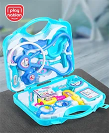 Play Nation Premium 14 Pcs Blue Little Doctor Play Set for Kids| Pretend Play Medical Accessories Doctor Set with Foldable Suitcase For 2-6 Years Kids| Imaginative Play Learning and Educational Gifting Toy| BIS Certified
