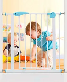 Safe-O-Kid Baby Safety Gate (75-85 cm) with 1 Year Warranty | Adjustable Metal Child Safety Gate | Pressure-Mounted, Auto-Close l Double Lock | Safety Gate for Kids, Babies & Pets -Blue