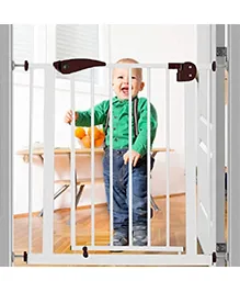 Safe-O-Kid Baby Safety Gate (75-85 cm) with 1 Year Warranty | Adjustable Metal Child Safety Gate | Pressure-Mounted, Auto-Close l Double Lock | Safety Gate for Kids, Babies & Pets -Brown