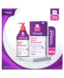 Torrent Pharma Tedibar Rich Moisturising Baby Body Wash 400ml with Skin Friendly PH | 100% Soap & Alkali Free | Prevents Dryness & Rashes | Dermatologically Test - By Torrent Pharma