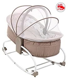 Babyhug Opal 3 in 1 Cozy Manual Rocker cum Sleeper With Mosquito Net- Beige(Without Toys)