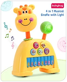 Babyhug Musical Light & Sound Giraffe Piano with 5 Modes of Animal Sound (Colour May Vary)| Soothing Melodies| Interactive Modes| Spinning Wheel| Ideal Gifting Option