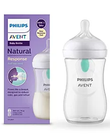 Philips Avent Natural Response 260ml Baby Feeding Bottle with Air Free Vent | Ideal for 1months+| Uniquely Designed Nipple releases milk only when baby drinks | Pack of 1