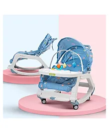 Baybee 5 in 1 Baby Rocker and Booster Seat for Babies with Multi Position Recline | Rocking Chair for Kids with Hanging Toys, Music | Baby Dining Seat (Blue)