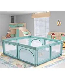 Babyhug Smart Portable with Safety Lock Playpen with Play Gate Fence - Blue(Colour may vary)